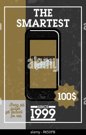 Farbe vintage elektronische Gadgets Banner. Vector Illustration, EPS 10. Stock Vektor