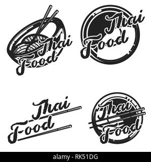 Farbe vintage thailändische Essen, Embleme, Logos, Buttons, Banner, Embleme für Asian Food Restaurant. Vector Illustration. Stock Vektor