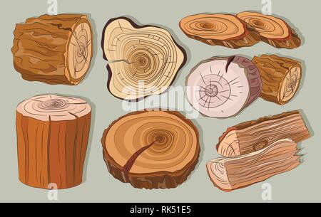 Holz Stümpfe Vektor einrichten. Vector Illustration, EPS 10. Stock Vektor