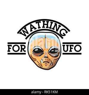 Farbe vintage UFO-Emblem, Etiketten, Abzeichen und gestalterische Elemente. Vector Illustration, EPS 10. Stock Vektor