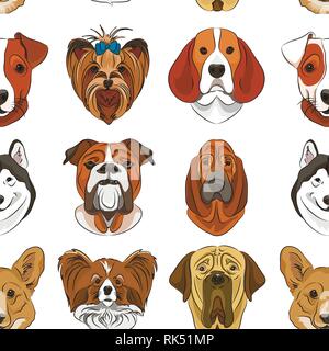 Vector Abbildung verschiedener Hunde Rasse Muster. Vector Illustration, EPS 10. Stock Vektor