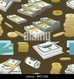 Geld Muster auf farbigen Hintergrund. Vector Illustration, EPS 10. Stock Vektor