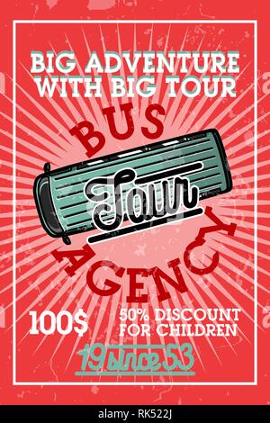 Farbe vintage tour Agentur Banner. Vector Illustration, EPS 10. Stock Vektor