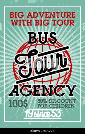 Farbe vintage tour Agentur Banner. Vector Illustration, EPS 10. Stock Vektor