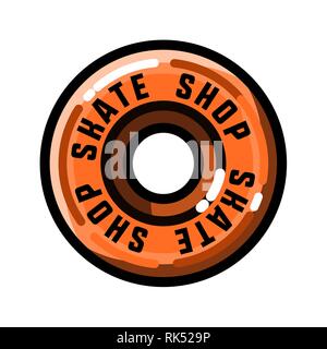 Farbe vintage Skate shop Emblem. Skate themed Design Elemente für Ihr Projekt. Vektor. Stock Vektor