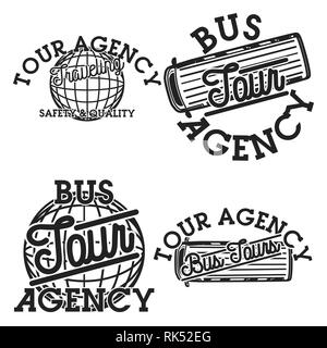 Farbe vintage tour Agentur Embleme, Etiketten, Abzeichen und Designelementen. Vector Illustration, EPS 10. Stock Vektor