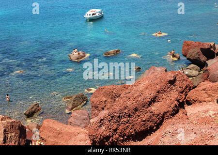 Einer der schönsten Strände in Santorini, Griechenland, Roten Strand Stockfoto