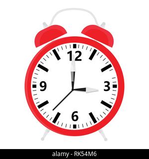 Vector Illustration rot Retro Wecker auf weißem Hintergrund Stock Vektor