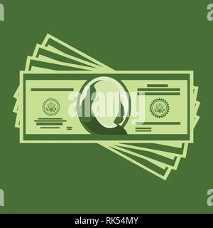 Vector Illustration Dollar Banknoten auf einem weißen Hintergrund. Stapel Papier Geld in flacher Ausführung. Geld Symbol Stock Vektor