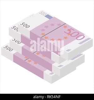 Vektor Pakete von Banknoten. Haufen Geld isometrische Darstellung. Hunderte von Euro Stock Vektor