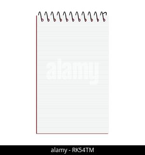Vector Illustration eröffnet vertikalen Spirale Notepad Notebook auf weißem Hintergrund. Stock Vektor