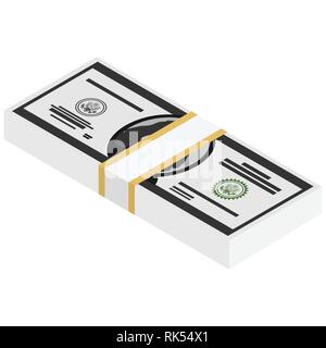 Vektor Pakete von Banknoten. Haufen Geld isometrische Darstellung. Hunderte, Tausende von Dollar Stock Vektor