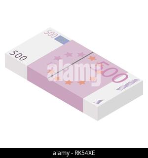 Vektor Pakete von Banknoten. Haufen Geld isometrische Darstellung. Hunderte von Euro Stock Vektor