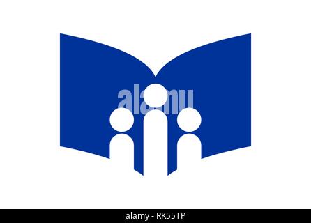 Abstract Book Studie Schule logo Symbol blau vektor design Stockfoto