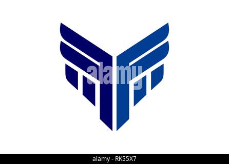 Abstrakte Buchstaben f eagle Gesicht logo Icon Stockfoto