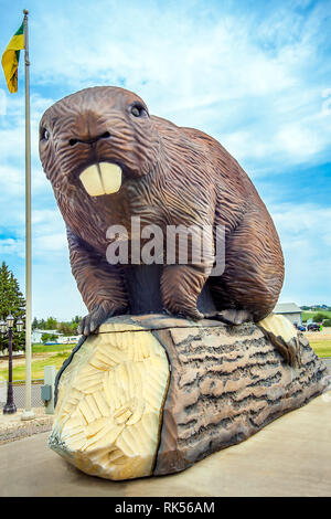 Maskottchen Bieber Statue in Beaverlodge Alberta Kanada Stockfoto