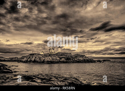 Cape Neddick Light (Sofort startbereit Licht) in York, Maine Stockfoto