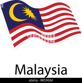 Flagge von Malaysia. Wehende Flagge Stock Vektor