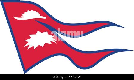 Flagge der Demokratischen Bundesrepublik Nepal. Wehende Flagge Stock Vektor