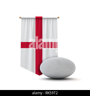 England flag rugby ball Banner. 3D-Rendering Stockfoto