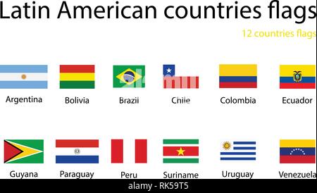 Vektor Icon Set Südamerikanischen Land Fahnen. Stock Vektor