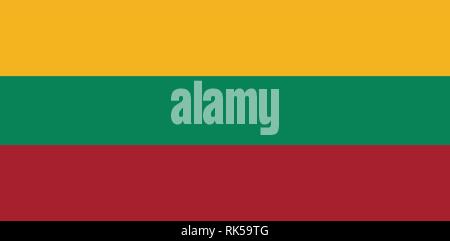 Vector Illustration Litauen Flagge Symbol auf weißem Hintergrund. Litauen Flagge button Stock Vektor