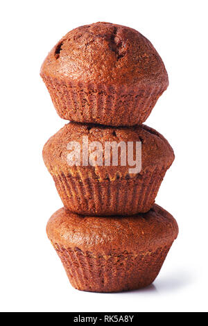 Eine chocolate Muffin mit dunklen Test auf einem weißen Hintergrund. Stockfoto