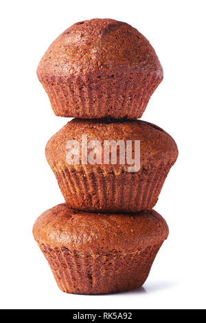 Eine chocolate Muffin mit dunklen Test auf einem weißen Hintergrund. Stockfoto