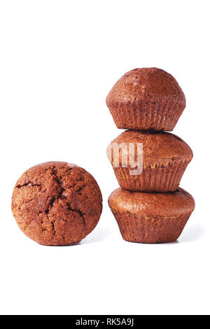 Eine chocolate Muffin mit dunklen Test auf einem weißen Hintergrund. Stockfoto
