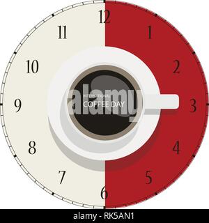 Vector Illustration von internationalen oder nationalen Tag des Kaffees. Geeignet für Grußkarte, Poster und Banner. Hintergrund Stock Vektor
