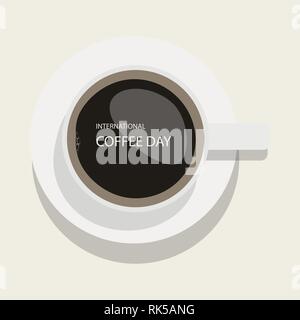 Vector Illustration von internationalen oder nationalen Tag des Kaffees. Geeignet für Grußkarte, Poster und Banner. Hintergrund Stock Vektor