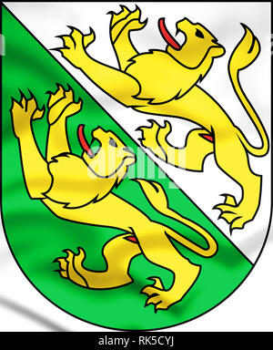 3D-Thurgau Wappen, Schweiz. 3D-Darstellung. Stockfoto