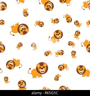 Nahtlose Muster von Löwen. Vector Illustration im Cartoon Stil. Stock Vektor