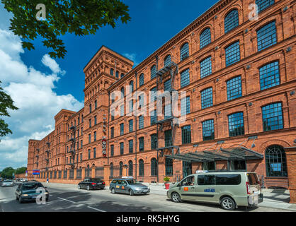 Andel's Hotel an der ehemaligen Spinnerei im 19. Jahrhundert industrielle Komplex, jetzt Manufaktura Zentrum in Lodz, Polen Stockfoto