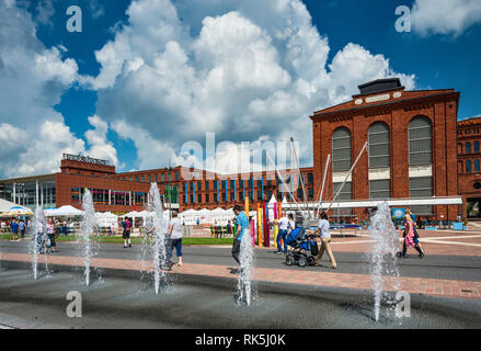 Manufaktura Shopping und Entertainment Center im 19. Jahrhundert industriellen Komplex in Lodz, Polen umgewandelt Stockfoto