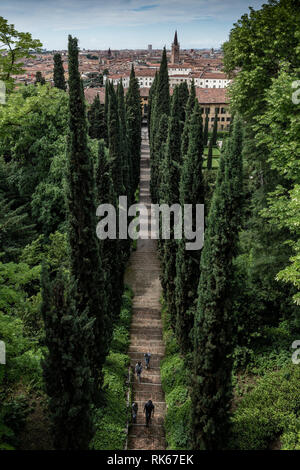 Die Renaissance Gärten der Giusti Palast und Garten (Palazzo e giardino Giusti) Verona, Italien. Stockfoto