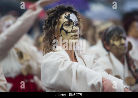 Foto Iacopo Giannini/LaPresse 09-02-2019 Viareggio (Lucca) ItaliacronacaHa avuto Inizio sul Lungomare Di Viareggio la 146 edizione del famoso Carnevale, un-occhio particolare alle tematiche delle Donne. Tra le Karikatur pi&#xf9; celebri che si trovano sui Grandi carri mascherati troviamo, Frida Kahlo, Conte, Salvini, Di Maio e soprattutto Trump Nella Foto: Le immagini della manifestazione Stockfoto