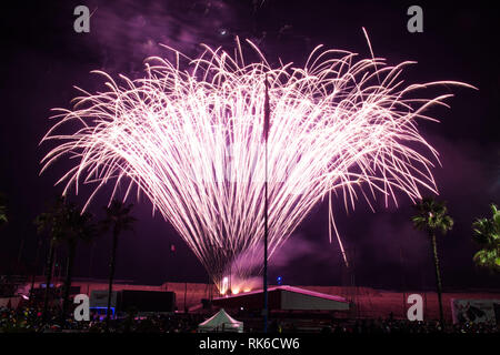 Foto Iacopo Giannini/LaPresse 09-02-2019 Viareggio (Lucca) ItaliacronacaHa avuto Inizio sul Lungomare Di Viareggio la 146 edizione del famoso Carnevale, un-occhio particolare alle tematiche delle Donne. Tra le Karikatur pi&#xf9; celebri che si trovano sui Grandi carri mascherati troviamo, Frida Kahlo, Conte, Salvini, Di Maio e soprattutto Trump Nella Foto: Le immagini della manifestazione Stockfoto