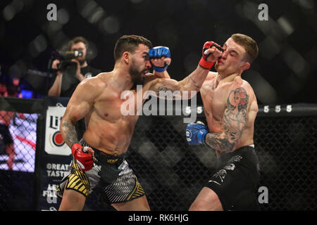 Newcastle, UK, 9. Februar 2019 - patricky Freire kämpfe Ryan Umfang Credit: Dan Cooke/Alamy leben Nachrichten Stockfoto