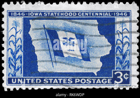 USA - ca. 1946: einen Stempel in den USA gedruckt nach Iowa Staatlichkeit Centenary, ca. 1946 gewidmet Stockfoto