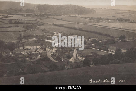 Blick auf East Meon, Hampshire, England, Großbritannien Stockfoto