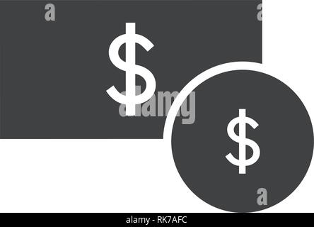 Einfache flache Geld Symbol isoliert. Dollar Münze, Papier bill Zeichen oder Symbol Stock Vektor
