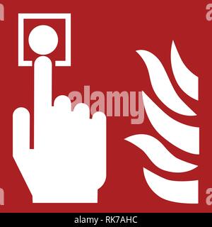 Warnschild - Feuer Alarm Call Vector Aufkleber Stock Vektor