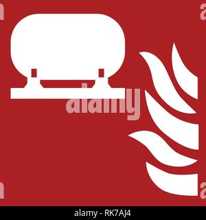 Red Fire Safety emergency Sign-feste Feuerlöscher installation Zeichen vektor Aufkleber Stock Vektor