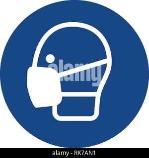 Pflichtfeld zeichen Vektor - Sicherheit Gesichtsmaske getragen werden müssen, Sicherheit Schutz Maske Symbol, Anhänger, Aufkleber Stock Vektor