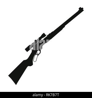 Vector Illustration Sniper Rifle Gewehr schwarze Silhouette Symbol auf weißem Hintergrund. Stock Vektor