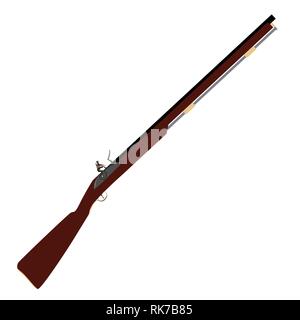 Vector Illustration der altmodischen Gewehre. Musketen oder musketen Gewehr. Stock Vektor
