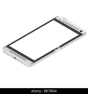 Vector Illustration white Smartphone mockup isometrische Perspektive auf weißem Hintergrund Stock Vektor