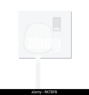 Realistische weißen Stecker in Steckdose Steckdose eingesteckt, auf weißem Hintergrund. Das Symbol des Geräts für den Anschluss von elektrischen Geräten, eq Stock Vektor