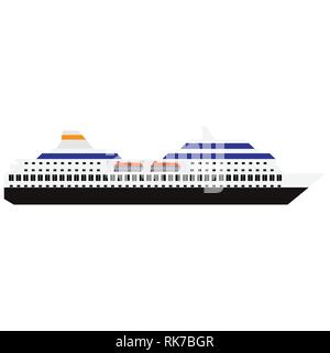 Vector Illustration von Meer Kreuzfahrtschiff auf weißem Hintergrund Stock Vektor